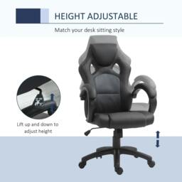 Rackhams Office Chair Faux Leather Swivel Computer Desk Chair for Home Office with Wheels Armrests Black - thumbnail 4