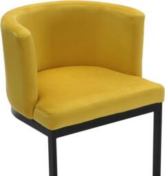Rackhams Velino Velvet Kitchen Bar Stools, Matt Black Cantilever Frame, Seat With Backrest, Breakfast & Home Bar Stool - Mustard Yellow - thumbnail 6