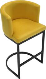 Rackhams Velino Velvet Kitchen Bar Stools, Matt Black Cantilever Frame, Seat With Backrest, Breakfast & Home Bar Stool - Mustard Yellow - thumbnail 5
