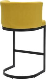 Rackhams Velino Velvet Kitchen Bar Stools, Matt Black Cantilever Frame, Seat With Backrest, Breakfast & Home Bar Stool - Mustard Yellow - thumbnail 4