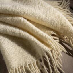 Rackhams Cream Pure Wool Textured Throw - thumbnail 1