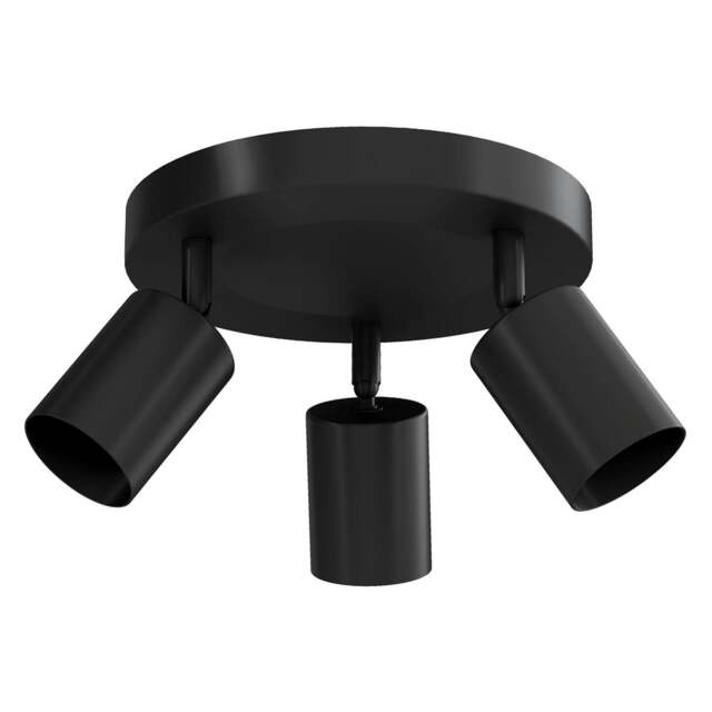 Rackhams Ceiling Spotlight Adjustable Kitchen Bar Spot Light LED GU10 No Bulbs - 3 Way Black - image 1