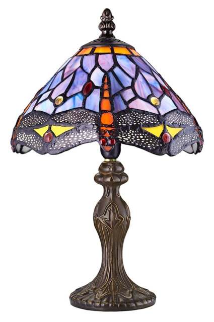 Rackhams Purple Stained Glass Dragonfly Tiffany Lamp - Hand Crafted - image 1