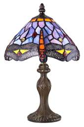 Rackhams Purple Stained Glass Dragonfly Tiffany Lamp - Hand Crafted - thumbnail 1