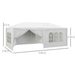 Rackhams 6 x 3(m) Outdoor Gazebo Canopy Party Tent with 6 Removable Side Walls - thumbnail 5