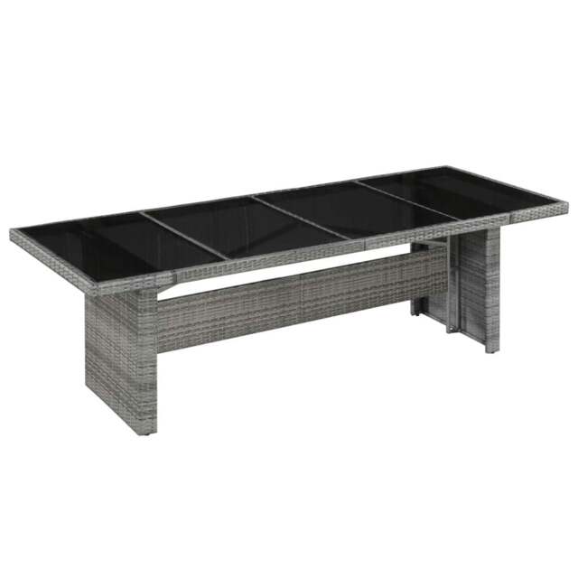 Rackhams Garden Table 240x90x74 cm Poly Rattan and Glass
