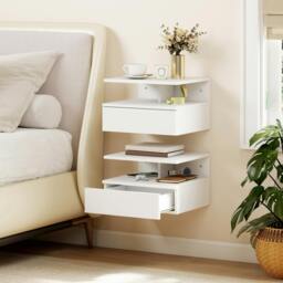 Rackhams Modern Nightstand Set of 2, Wall Mounted Bedside Cabinet - 22.5 - thumbnail 2