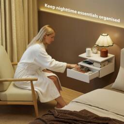 Rackhams Modern Nightstand Set of 2, Wall Mounted Bedside Cabinet - 22.5 - thumbnail 5