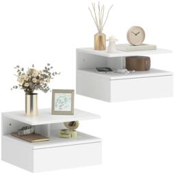 Rackhams Modern Nightstand Set of 2, Wall Mounted Bedside Cabinet - 22.5 - thumbnail 3
