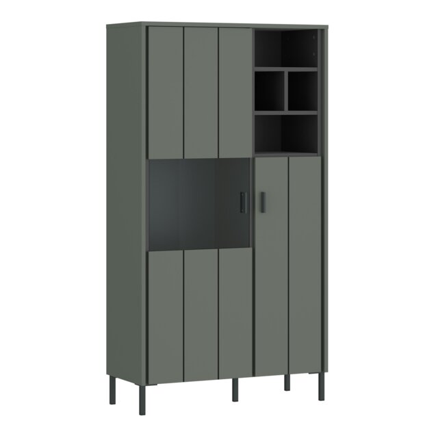 Rackhams Arundel 2 Door Display Cabinet in Green/Grey - Full Assembly Required - Green & Grey - Matt - image 1