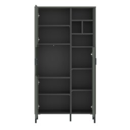 Rackhams Arundel 2 Door Display Cabinet in Green/Grey - Full Assembly Required - Green & Grey - Matt - thumbnail 2