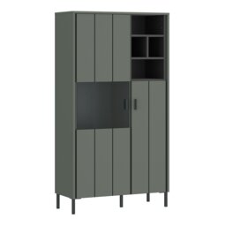 Rackhams Arundel 2 Door Display Cabinet in Green/Grey - Full Assembly Required - Green & Grey - Matt - thumbnail 1