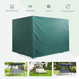Rackhams Patio 3 Seater Swing Chair Bench Cover Outdoor Garden Furniture Rain Protection Cover Protector Waterproof Anti-UV, 215L x 155W x 150Hcm, Dark Green - thumbnail 4