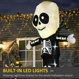 Rackhams 3m Halloween Inflatable Skeleton Ghost Decoration, LED Lighted for Home Indoor Outdoor Garden Lawn Decoration Party Prop - thumbnail 4