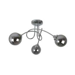 Rackhams Bungo 3 Light Polished Chrome & Smoked Glass Semi Flush Ceiling Light - thumbnail 3