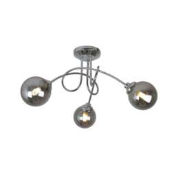 Rackhams Bungo 3 Light Polished Chrome & Smoked Glass Semi Flush Ceiling Light - thumbnail 2