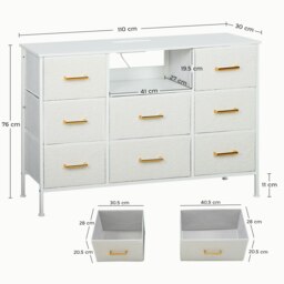 Rackhams Boucle Chest of Drawers, 2 USB & 2 AC Ports, 8 Drawers Dresser - 76 - thumbnail 6