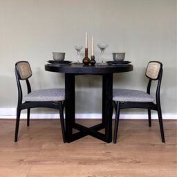 Rackhams Iris Dining Table 90cm - Wenge (Black Stained Oak) - Wenge (Black Stained Oak) - thumbnail 2