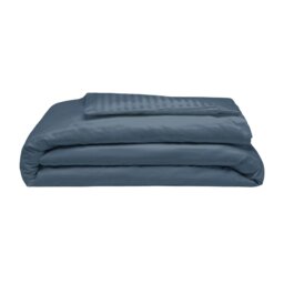 Rackhams 540 Thread Count Satin Stripe Duvet Cover Set - Navy - Double - Navy - 100% Cotton - thumbnail 2
