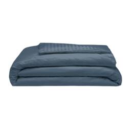 Rackhams 540 Thread Count Satin Stripe Duvet Cover Set - Navy - Double - Navy - 100% Cotton - thumbnail 1