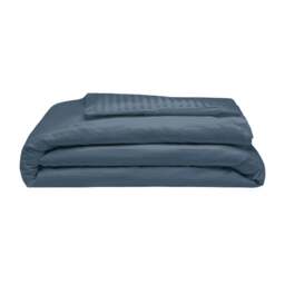 Rackhams 540 Thread Count Satin Stripe Duvet Cover Set - Navy - Double - Navy - 100% Cotton - thumbnail 4