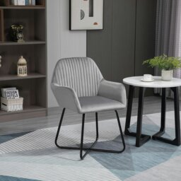 Rackhams Modern Accent Chair Velvet-Feel Upholstered Lounge - Yellow - Polyester, Sponge, Metal - thumbnail 2