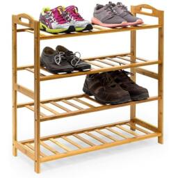 Rackhams 4-Tier Bamboo Shoe Rack Storage Shelf Wooden Storage Shelves Plants Shoe Storage Organizer - Shoe Rack - Brown - Bamboo - thumbnail 6
