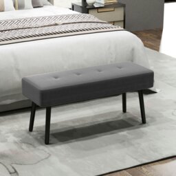 Rackhams End of Bed Bench with Thick Padding for Entryway, Cream White - Grey