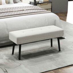 Rackhams End of Bed Bench with Thick Padding for Entryway, Cream White - Grey - thumbnail 3