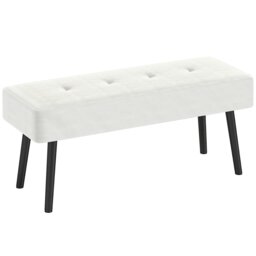 Rackhams End of Bed Bench with Thick Padding for Entryway, Cream White - Grey - thumbnail 2