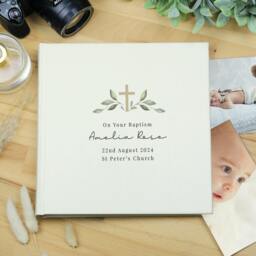 Rackhams Personalised Baptism Photo Album - Card/Paper/Tissue - H22.5 x W22.5 x D0.5cm