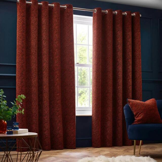 Rackhams New Galaxy Chenille Eyelet Curtains - Copper - 117cm x 137cm - Copper - 100% Polyester - image 1
