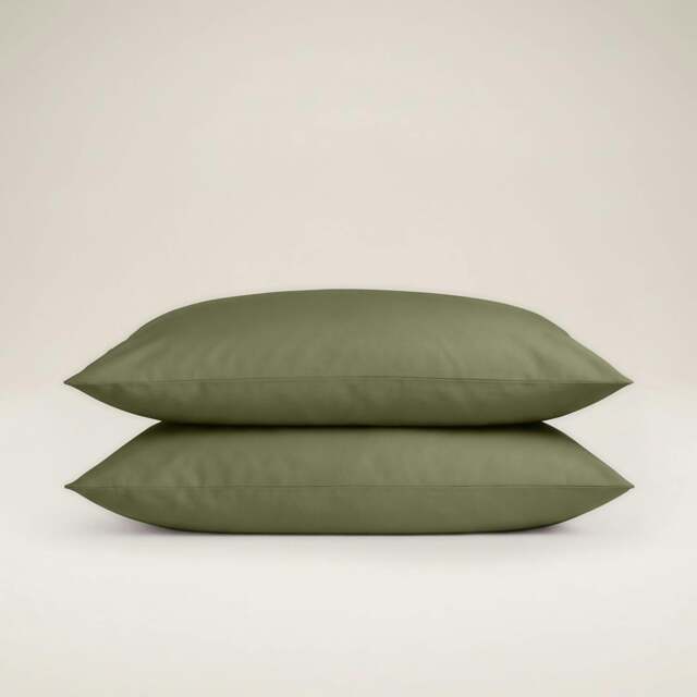 Rackhams Sateen Pillowcase Pair - Green - Standard 50x75cm - image 1
