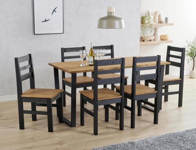 Rackhams Texas 7-Piece Dining Set, Table & 6 Chairs, Industrial Design