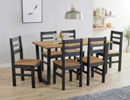 Rackhams Texas 7-Piece Dining Set, Table & 6 Chairs, Industrial Design