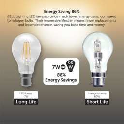 Rackhams B22 LED Filament GLS 7W Energy Saving Light Bulbs - Pack of 3 - thumbnail 5