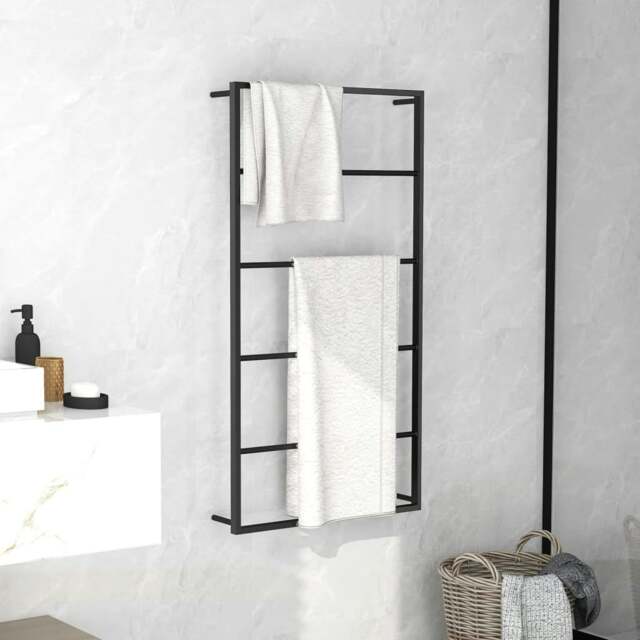 Rackhams Towel Rack Black 60x10x116 cm Steel