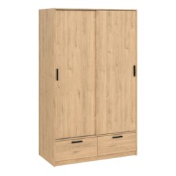 Rackhams Line Wardrobe with 2 Doors + 2 Drawers in Jackson Hickory Oak - Neutral - Malemine - 1