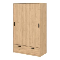Rackhams Line Wardrobe with 2 Doors + 2 Drawers in Jackson Hickory Oak - Neutral - Malemine - 1 - thumbnail 3