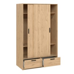 Rackhams Line Wardrobe with 2 Doors + 2 Drawers in Jackson Hickory Oak - Neutral - Malemine - 1 - thumbnail 5