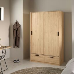 Rackhams Line Wardrobe with 2 Doors + 2 Drawers in Jackson Hickory Oak - Neutral - Malemine - 1 - thumbnail 6