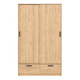 Rackhams Line Wardrobe with 2 Doors + 2 Drawers in Jackson Hickory Oak - Neutral - Malemine - 1 - thumbnail 2