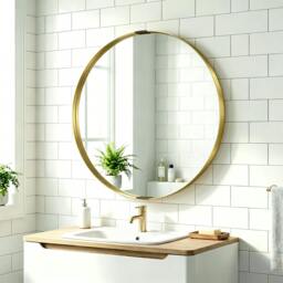 Rackhams Wall Mirror 61 cm, Wall Mounted Bathroom Mirror - Black - thumbnail 6