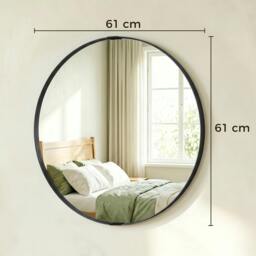 Rackhams Wall Mirror 61 cm, Wall Mounted Bathroom Mirror - Black - thumbnail 3