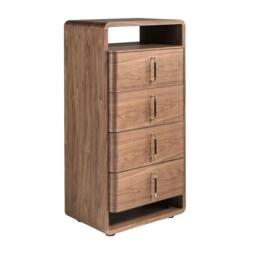 Rackhams Walnut and Black Pvc Chest of Drawers 7227 - thumbnail 1