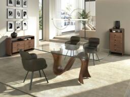 Rackhams Walnut and Black Pvc Chest of Drawers 7227 - thumbnail 4