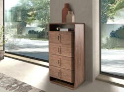 Rackhams Walnut and Black Pvc Chest of Drawers 7227 - thumbnail 3