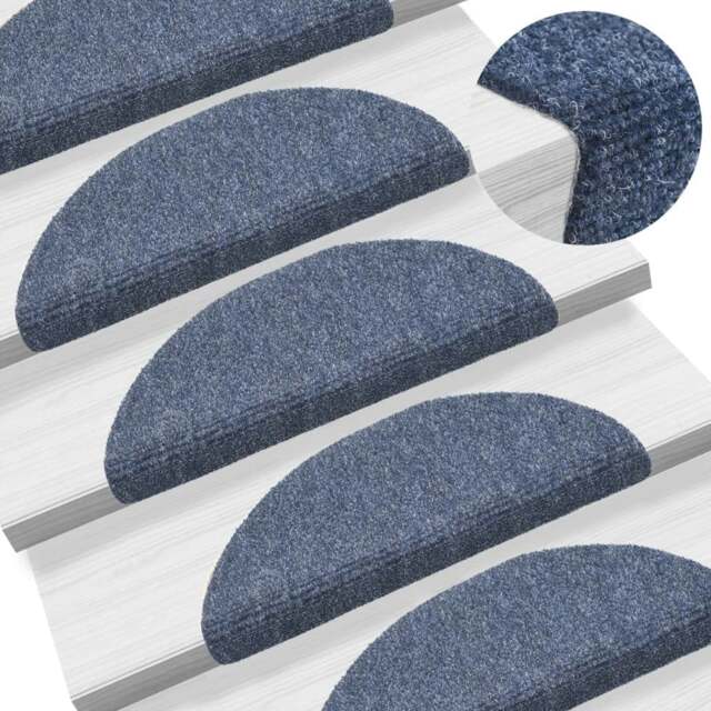 Rackhams Self-adhesive Stair Mats 5 pcs Blue 56x17x3 cm Needle Punch