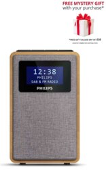 Rackhams TAR5005-10 Clock-DAB+ FM Radio Brown Grey - Free Gift RRP £10! - thumbnail 1
