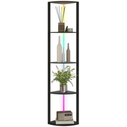 Rackhams RGB LED Floor Lamp with Shelves and Remote Control for Living Room - Black - thumbnail 2